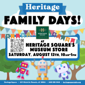 An image promoting Heritage Family Day on August 12, 2023, from 10am to 1pm.